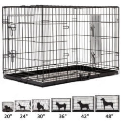 20" 24"30"36"42"48" Folding Dog Cage Crate 2 doors Wire Metal Kennel W/ABS Tray Buy Online 