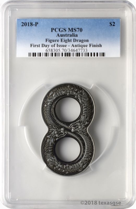 2018-P $2 Australia Figure Eight Dragon 2oz .9999 Silver Coin PCGS MS70 FD Buy Online 