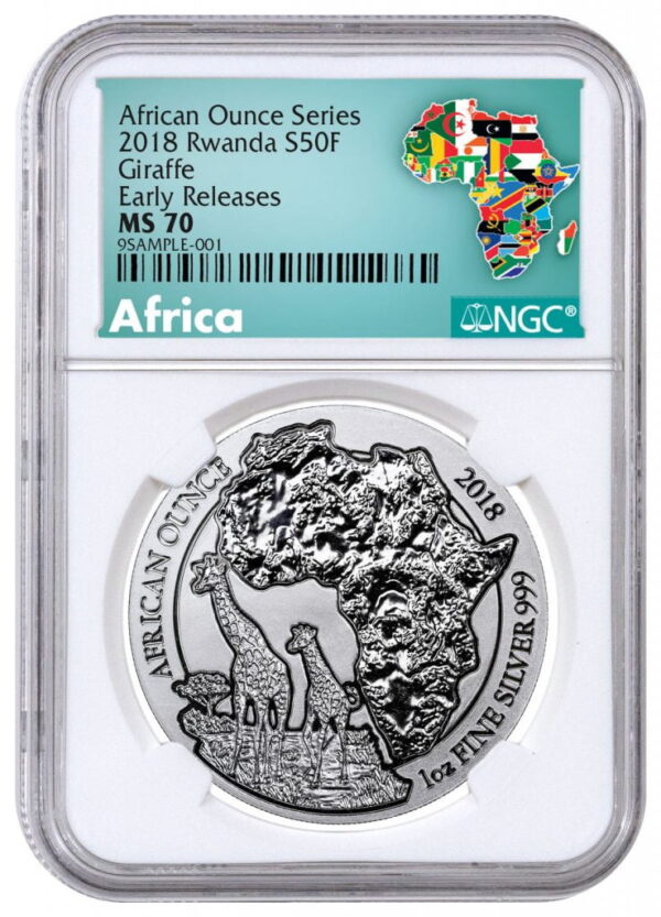 2018 Rwanda African Ounce - Giraffe 1 oz Silver Fr.50 Coin NGC MS70 ER SKU52006 Buy Online 