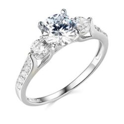 2.25 Ct Round Cut 3-Stone Engagement Wedding Ring Real Solid 14K White Gold Buy Online 