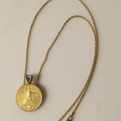 22k 1/4 oz. Standing Liberty gold coin w/ Aquamarine gem, Necklace: jewelry Buy Online 