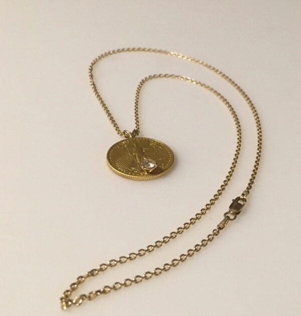 22k 1/4 oz. Standing Liberty gold coin w/.37 ct. Diamond, Necklace: jewelry Buy Online 