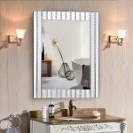 23.5" x 31.5" Rectangle Wooden Frame Wall Vanity Mirror w Resin Diamond Bathroom Buy Online 