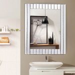 23.5" x 31.5" Rectangle Wooden Frame Wall Vanity Mirror w Resin Diamond Bathroom Buy Online 