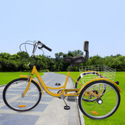 24" 3 Wheel Adult 6-speed Shifter Tricycle Bicycle Trike W/Basket Yellow Buy Online 