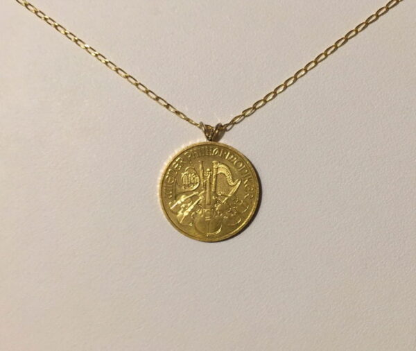 24k 1/4 oz. Aus. Philharmonic gold coin jewelry: Necklace w/ 20" 14k curb chain Buy Online 