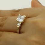 2.5 Ct 14K Real Yellow Gold Princess Cut 3 Stone Engagement Wedding Promise Ring Buy Online 
