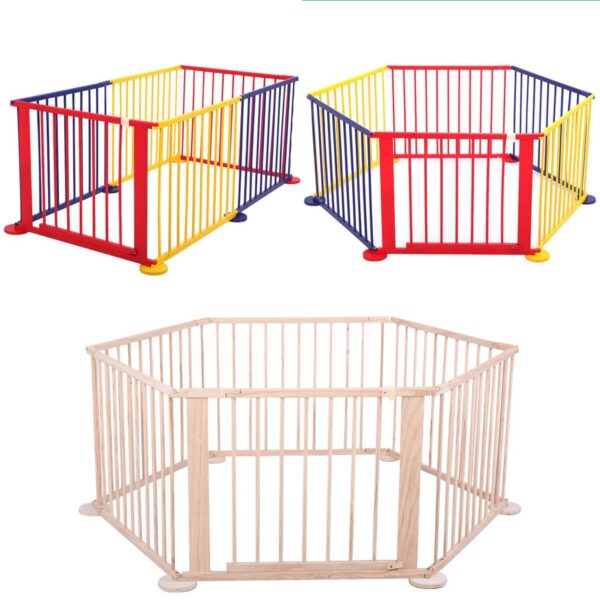 6 Panel Wood Baby Playpen Kids Safety Play Center Yard Home Indoor Outdoor Game Buy Online 