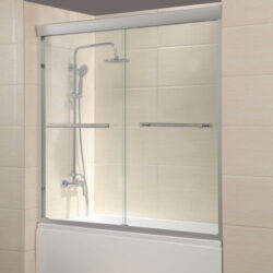 60" Framed 1/4" Clear Glass 2 Sliding Bath Shower Door Brushed Nickel Finish Buy Online 