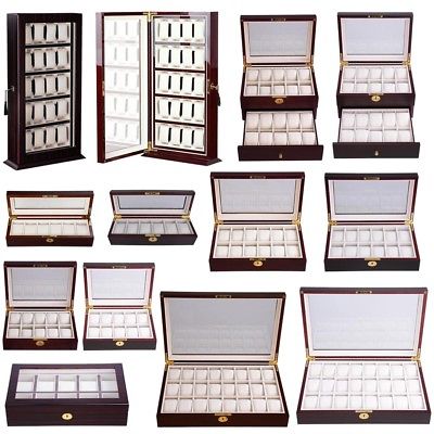 6/10/12/20/24 Wood Watch Display Case Glass Top Jewelry Storage Organizer Gifts Buy Online 