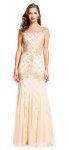 Adrianna Papell Fully Beaded Sleeveless Godet Gown Champagne - FINAL SALE Buy Online 