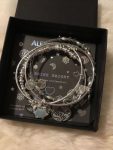Alex and Ani BE MERRY SET OF 4 Shiny Silver Charm Bangles New W/ Tag Card & Box Buy Online 