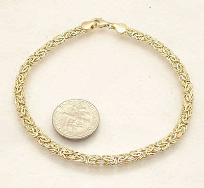 All Shiny Byzantine Bracelet with Lobster Clasp Lock Real 14K Yellow Gold  QVC Buy Online 