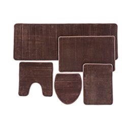 Bathroom Rug Mat, 5-Piece Set Memory Foam, Extra Soft Non-Slip Back (Brown) Buy Online 