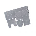 Bathroom Rug Mat 5-Piece Set Memory Foam Extra Soft Non-Slip Back (Grey) Grey Buy Online 
