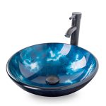Bathroom Tempered Glass Vessel Sink Faucet Pop-up Drain Bath Accessory Set Combo Buy Online 