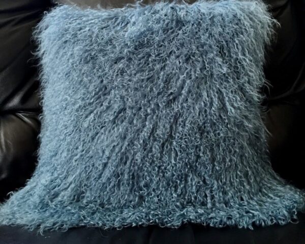 Beautifur Real Mongolian Lambskin Fur throw Pillow Cushion Dark Dusty Blue 16x16 Buy Online 