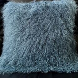 Beautifur Real Mongolian Lambskin Fur throw Pillow Cushion Dark Dusty Blue 16x16 Buy Online 