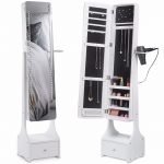 Beautify Mirrored Jewelry Cabinet LED Touchscreen Armoire Standing Organizer Buy Online 