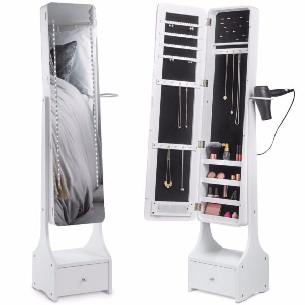 Beautify Mirrored Jewelry Cabinet LED Touchscreen Armoire Standing Organizer Buy Online 