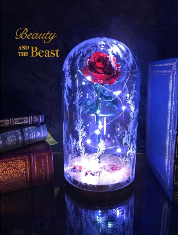 Beauty and the Beast Enchanted Rose Handmade out of Metal with LED Lights Buy Online 