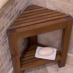 Belham Living Corner Teak Shower Bench with Shelf Buy Online 