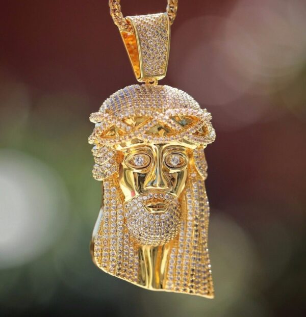 Big 18k Gold Jesus Piece Pendant With Franco Chain Necklace Buy Online 