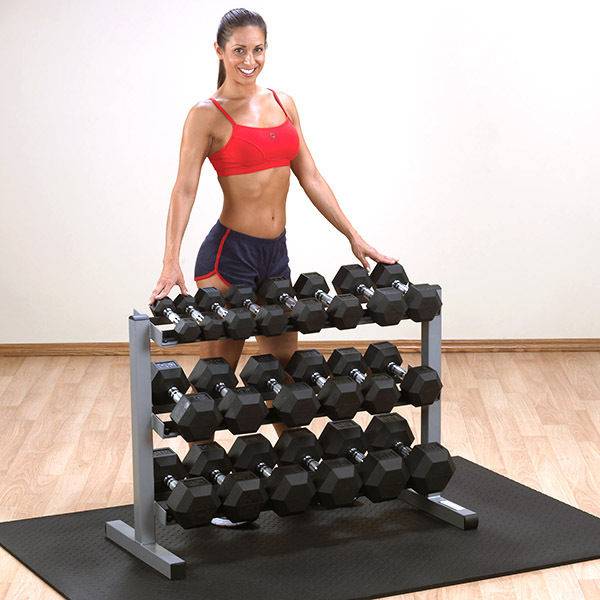 Body-Solid 3 Tier Horizontal Dumbbell Rack GDR363- Gym Storage Fitness Equipment Buy Online 