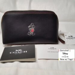 Disney X COACH Mickey Mouse Calf Leather Zipper Cosmetic Case Black F59820 NWT! Buy Online 