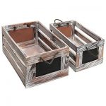 Distressed Torched Wood Finish Nesting Boxes / Rustic Storage Crates with Labels Buy Online 