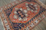 EXTRA SPECIAL ANTIQUE PERSIAN AFSHAR TRIBAL RUG - 4'7" x 6'4" RED & BLUE Buy Online 