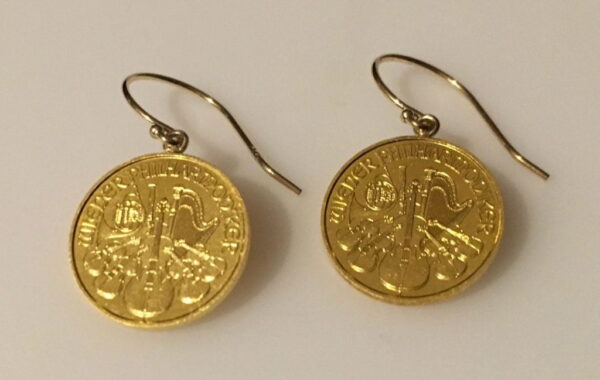 Earrings: 1/10 oz. 24k gold Aus.Philharmonic coins with 14k Gold French Wires. Buy Online 
