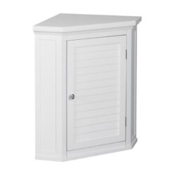 Elegant Home Fashions Slone Corner Wall Cabinet with 1 Shutter Door -, White Buy Online 