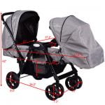 Foldable Face To Face Twin Baby Stroller Double Kids Infant Reclining Seats Gray Buy Online 