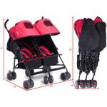 Foldable Twin Baby Double Stroller Kids Jogger Travel Infant Pushchair Red Buy Online 