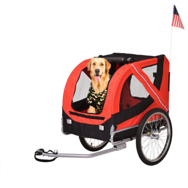 Folding Pet Bicycle Trailer Dog Cat Bike Carrier w/ Drawbar Hitch Red Buy Online 