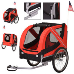 Folding Pet Bicycle Trailer Dog Cat Bike Carrier w/ Drawbar Hitch Red Buy Online 