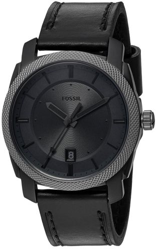 Fossil Men's FS5265 Machine 42mm Three-Hand Date Black Leather Watch Buy Online 