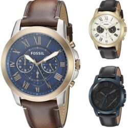 Fossil Men's Grant 44mm Chronograph Leather Watch - Choice of Color Buy Online 