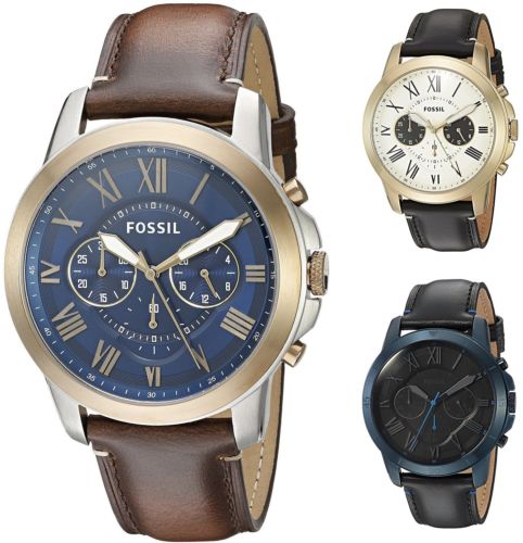 Fossil Men's Grant 44mm Chronograph Leather Watch - Choice of Color Buy Online 