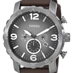 Fossil Men's JR1424 Nate Chronograph Leather Watch - Brown Buy Online 