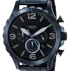Fossil Men's JR1530 Nate Chronograph 50mm Blue Stainless Steel Watch Buy Online 