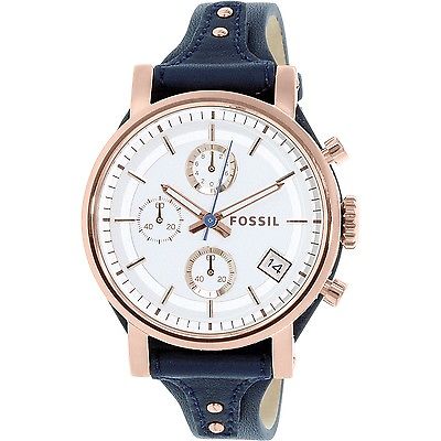 Fossil Women's ES3838 Blue Leather Quartz Fashion Watch Buy Online 