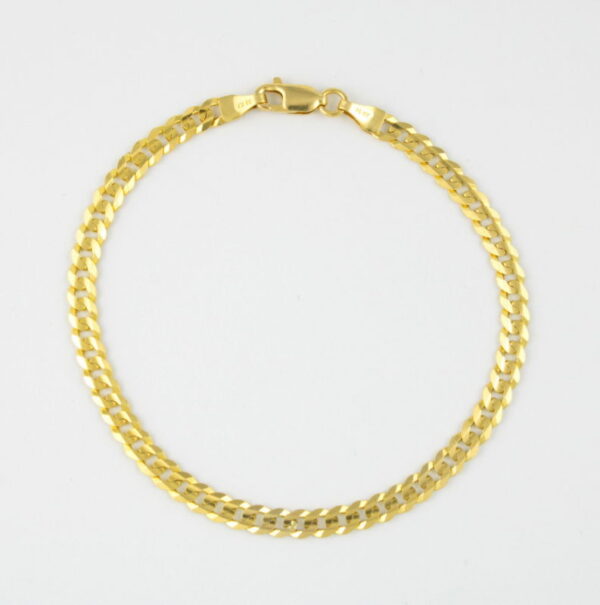 GENUINE 14K Pure Yellow Gold 3.5MM Womens 7in Cuban Curb Link Chain Bracelet- 7" Buy Online 