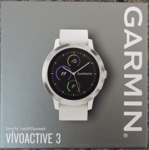 Garmin VIVOACTIVE 3 GPS Smartwatch White Band / Stainless Steel Bezel Buy Online 