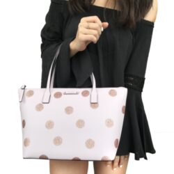 Kate Spade Haven Lane Hani Small Tote Glitter Pink Polka Dot Top Zip Handbag Buy Online 