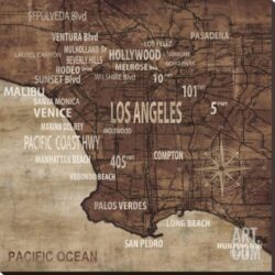 Map of Los Angeles Artists Stretched Canvas Poster Print by Luke Wilson, 40x4... Buy Online 