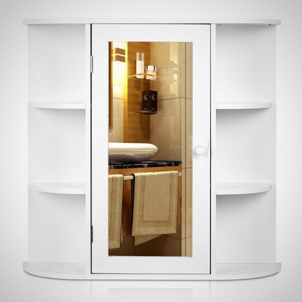 Medicine Cabinet White Framed Mirror Door Wall Mounted Bathroom Storage Shelves Buy Online 
