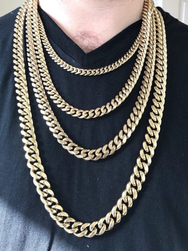 Miami Cuban Link Chain W. 1ct Diamond Clasp 14k 18k Gold Plated Stainless Steel Buy Online 