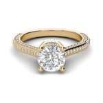 Micropave 2 Carat VS1/H Round Cut Diamond Engagement Ring Yellow Gold Buy Online 